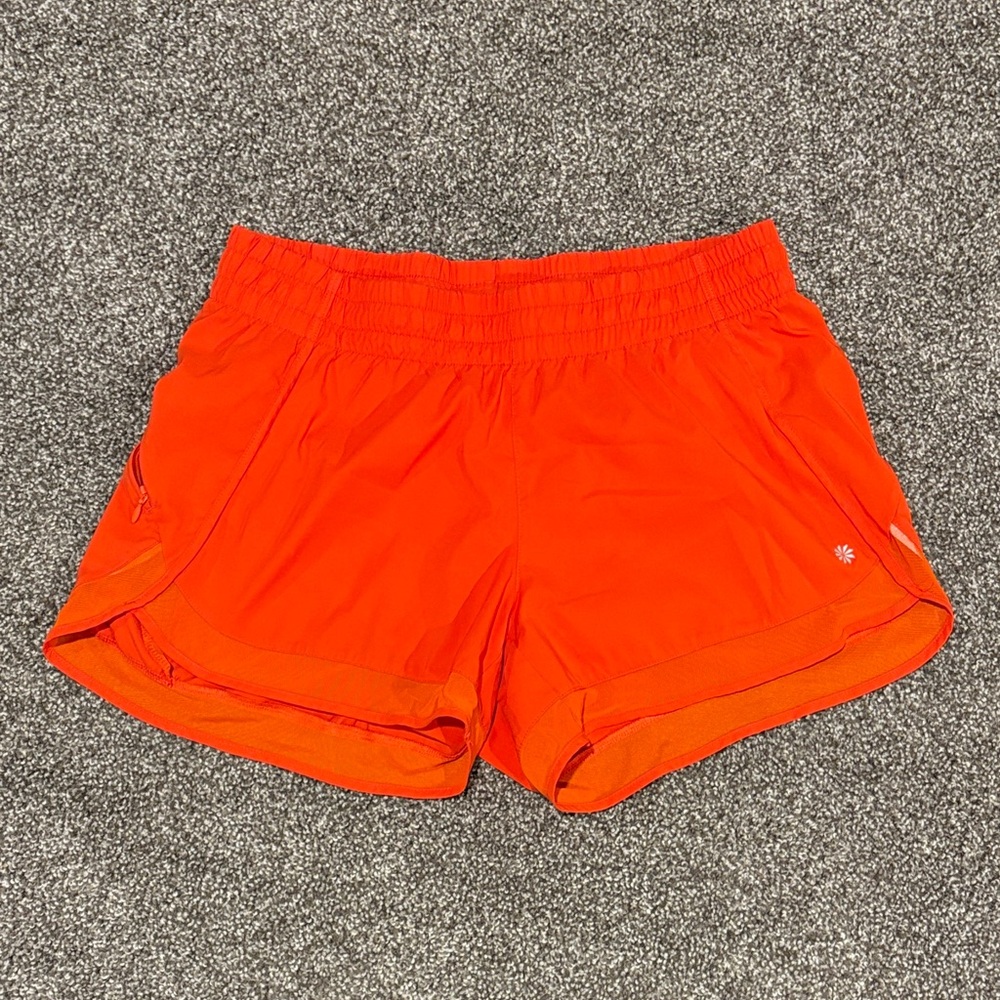 Athleta | Mesh Racer Run Mid Rise 4" Orange Short Size: M
